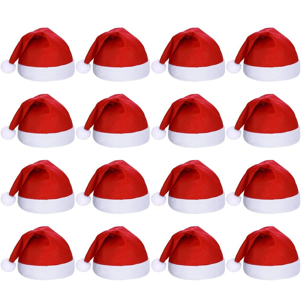 7550 16 Pieces Christmas Hat Bulk Santa Claus Xmas Santa Non Woven Fabric